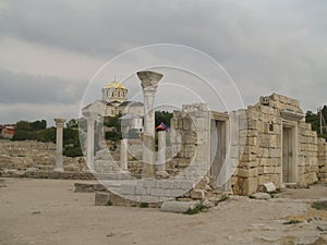 Ruins of cathedral in Hersones, Crimea,