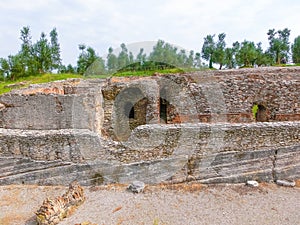 Ruins of Catullus Caves, roman villa in Sirmione, Garda Lake