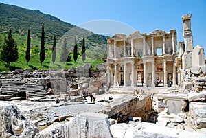 The ruins of Celsus Library in Ephesus