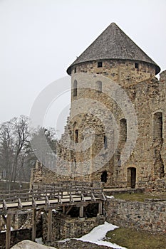 Ruins of Cesis Castle (or Wenden castle) that is a Livonian castle of 13th century situated in Cesis, Latvia.