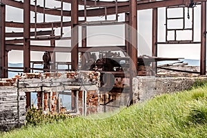 Ruins of chair-lift top station on Krizna hill in Velka Fatra