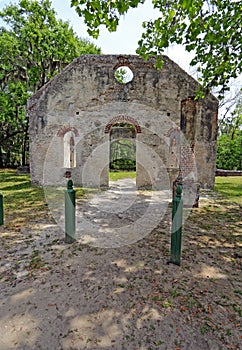 Ruins of the Chapel of Ease near Beaufort, South Carolina vertical