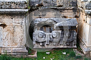 Ruins of the children sarcophagi city of Hierapolis nothern necropolis in Turkey