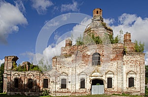 The ruins of the Church of the Assumption of the Mother of God in Vyatskoe village Yaroslavl region Russia
