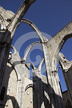 The ruins of the church do Carmo. Central street of Lisbon. Portugal.