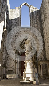 The ruins of the church do Carmo. Central street of Lisbon. Portugal.