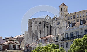 The ruins of the church do Carmo. Central street of Lisbon. Portugal.