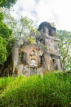 Ruins of the church of Engenho Amparo in Ilha de Itamaraca - Pernambuco,