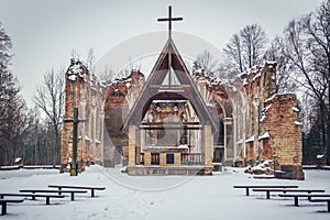 Ruins of church in Jalowka village, Poland