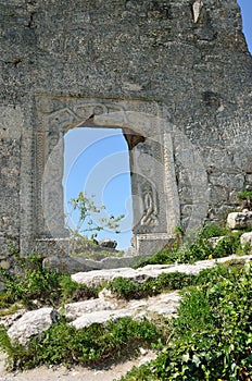 Ruins of the citadel of Mangup-Kale, oriental ornament