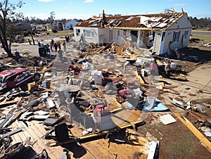 the ruins of the city destroyed by the tornado