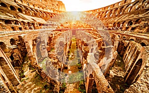 Ruins of the Colosseum arena in Rome, Italy