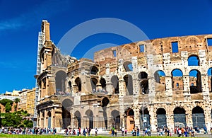 Ruins of Colosseum or Flavian Amphitheatre in Rome