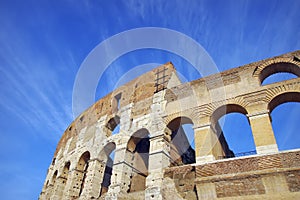 The ruins of the Colosseum - landmark attraction in Rome, Italy