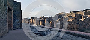 Ruins of columns in Pompeii