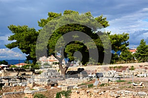 Ruins in Corinth, Greece - archaeology background