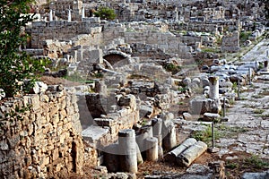 Ruins in Corinth, Greece - archaeology background