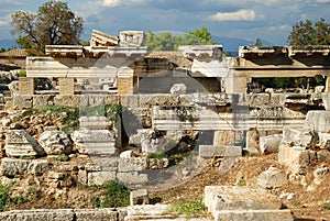 Ruins in Corinth, Greece - archaeology background photo