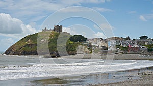 Crccieth castele seen from the beach, Wales, UK photo