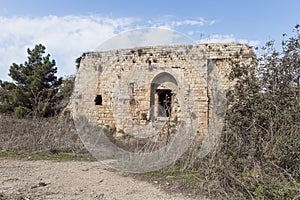 The ruins  of crusader Fortress Chateau Neuf - Metsudat Hunin is located at the entrance to the Israeli Margaliot village in the
