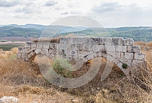 The  ruins of the crusader fortress - Templar - Toron des Chevaliers of the 12th century. Captured and destroyed Salah ad Din.