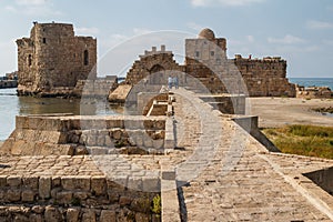 Ruins of the crusaders castle in Sidon & x28;Saida& x29;