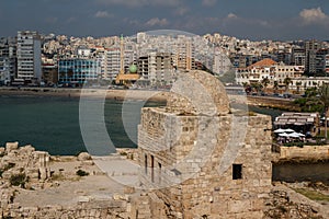 Ruins of the crusaders castle in Sidon & x28;Saida& x29;