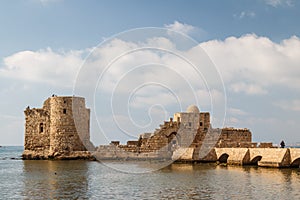 Ruins of the crusaders castle in Sidon & x28;Saida& x29;