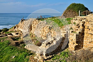 Ruins of Crusaders fortress Apollonia in Israel photo