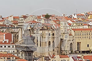 Ruins of the curch of the Carmo convent and Santa Justa elevator