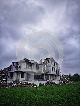 ruins of demolished residential apartments in Wuhan city hubei province w