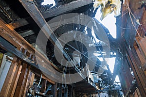 Ruins of a destroyed residence after a house fire