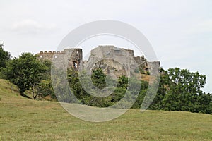 Ruins of Devin castle over Danube river near Bratislava