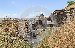 Ruins  of the Dir Aziz Synagogue, built in the Byzantine period, at the beginning of the sixth century AD. It is located on the