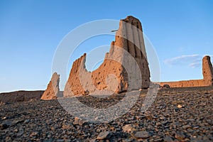 Ruins of Djanpik qala in Karakalpakstan region of Uzbekistan