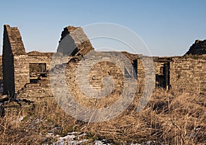 Ruins of a Drystone built house at Castlehill Heritage Centre,,Castletown, Caithness, Scotland.UK.