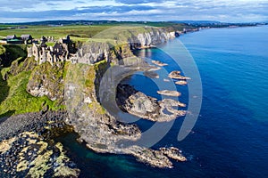 Ruins of Dunluce Castle in Northern Ireland, UK