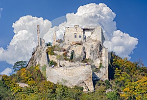 Ruins of Durnstein castle over Wachau valley, Austria