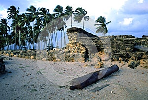 Ruins of Dutch Fort Itamaraca Brazil-some grain