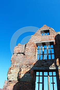 Ruins of an Elizabethan, Tudor mansion at Moreton Corbet, Shropshire, England