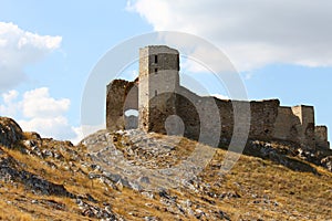 Ruins of Enisala old fortress on rocky hill