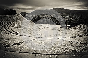 Ruins of epidaurus theater, peloponnese, greece photo