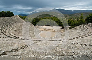 Ruins of epidaurus theater, peloponnese, greece