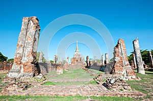 Ruins of the former main prayer hall at Wat Phra Si Sanphet, Ayutthaya, Thailand