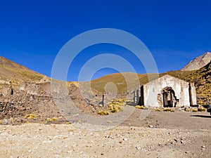 Ruins of a former mining town Pueblo Fantasma, southwestern Bolivia photo