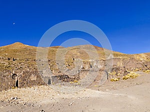 Ruins of a former mining town Pueblo Fantasma, southwestern Bolivia photo