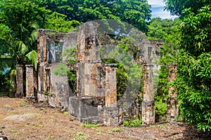 Ruins of a former penal colony at Ile Royale