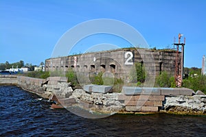 Ruins of a fort in the Gulf of Finland near Kronstadt, St. Petersburg, Russia