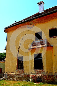 Ruins of the fortified medieval saxon evangelic church in Veseud, Zied