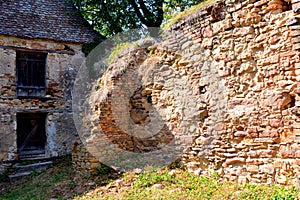 Ruins. Fortified medieval saxon evangelic church in the village Felmer, Felmern, Transylvania, Romania.